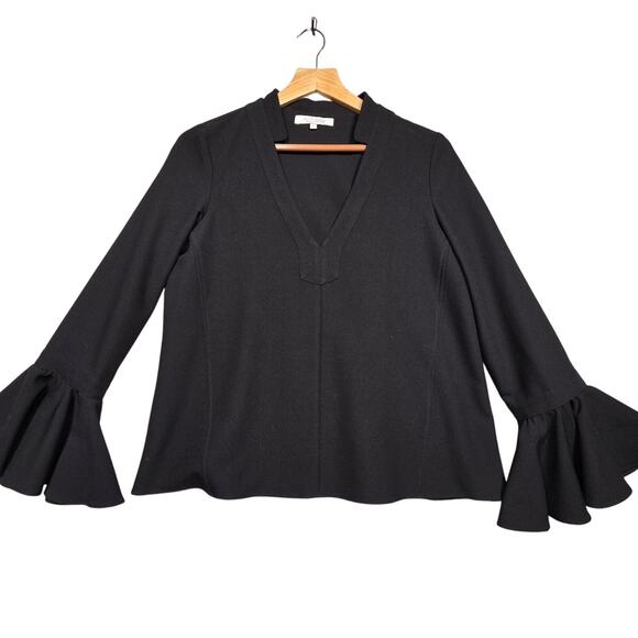 Alexis Black Vneck Bell Sleeve Blouse Size Small - Picture 1 of 7